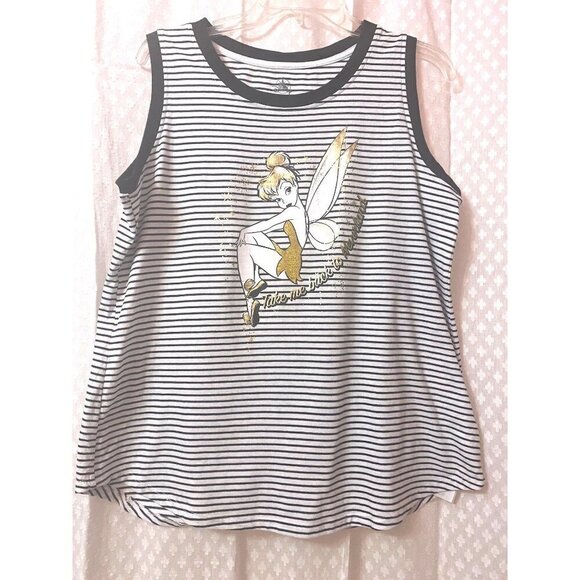 Disney Tinker Bell Multicolor Striped Sleeveless T-shrt, Women's Large - Picture 8 of 9